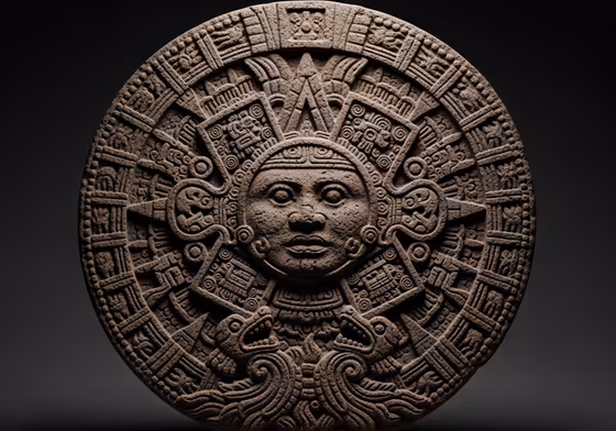 The intricate Aztec Sun Stone, a massive carved disc representing the Aztec cosmos.